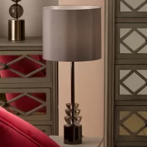 Image of Smoke Glass And Pewter Tall Table Lamp