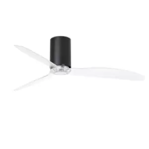 Image of Mini-Tube Matt Black, Transparent Ceiling Fan With DC Motor Smart - Remote Included