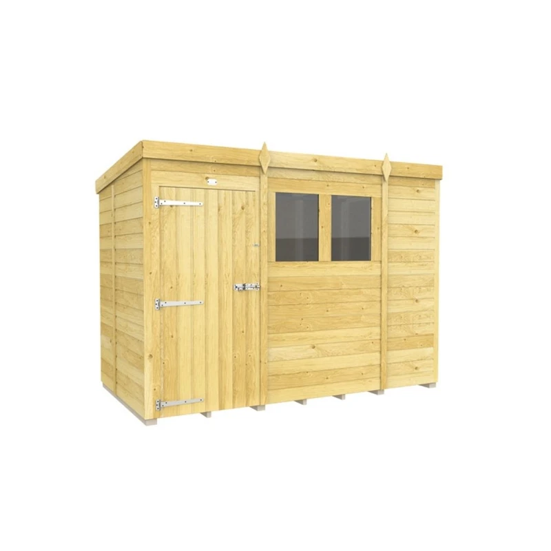 Image of Buttercup Farm 9 x 5 Feet Pent Shed - Single Door W/ Windows - L147 x W276 x H201cm in Brown Brown Unisex