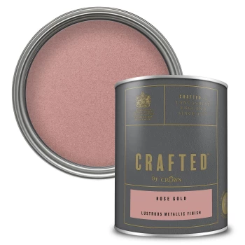 Image of CRAFTED by Crown Lustrous Metallic Interior Wall and Wood Paint - Rose Gold - 1.25L