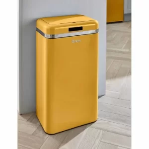 Image of Swan Retro Square Sensor Bin 45L, Yellow