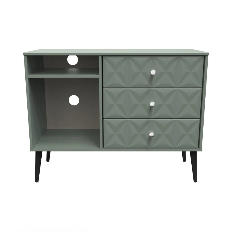 Image of Toledo 3 Drawer TV Unit In Reed Green (Ready Assembled)