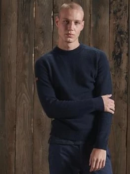 Image of Superdry Harlo Crew Jumper, Navy, Size S, Men