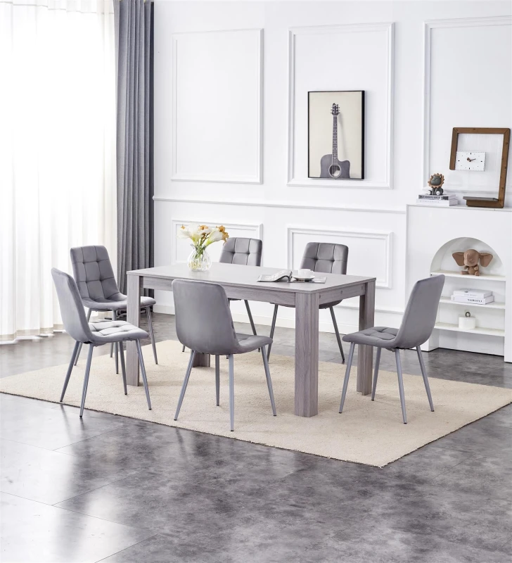 Image of KOSY KOALA Dining Table Set with 6 Chairs Dining Room, and Kitchen table set of 6 Grey unisex