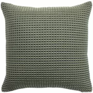 Image of Rowan Knitted Woven Waffle Cushion Cover, Charcoal, 45 x 45cm - Furn
