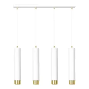 Image of Kibo White/Gold Bar Pendant Ceiling Light 4x GU10