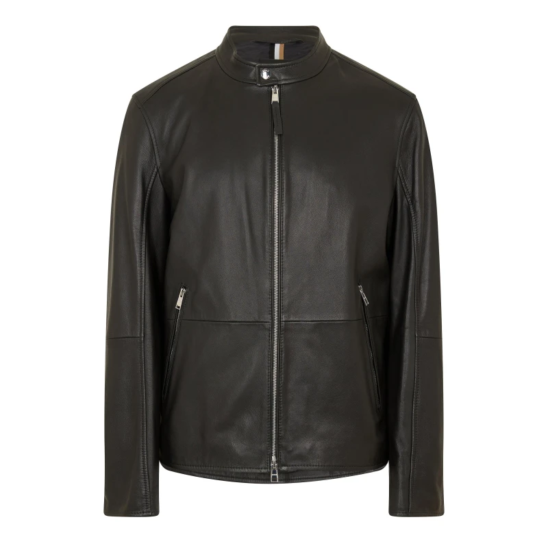 Image of Boss Mens Nokuri1 Leather Jacket Black male 38 (48)