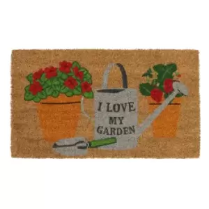 Image of JVL Eco-friendly Latex Backed Coir Door Mat, I Love My Garden