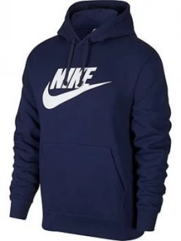 Image of Nike Sportswear Club Graphic Hoodie - Navy, Size S, Men