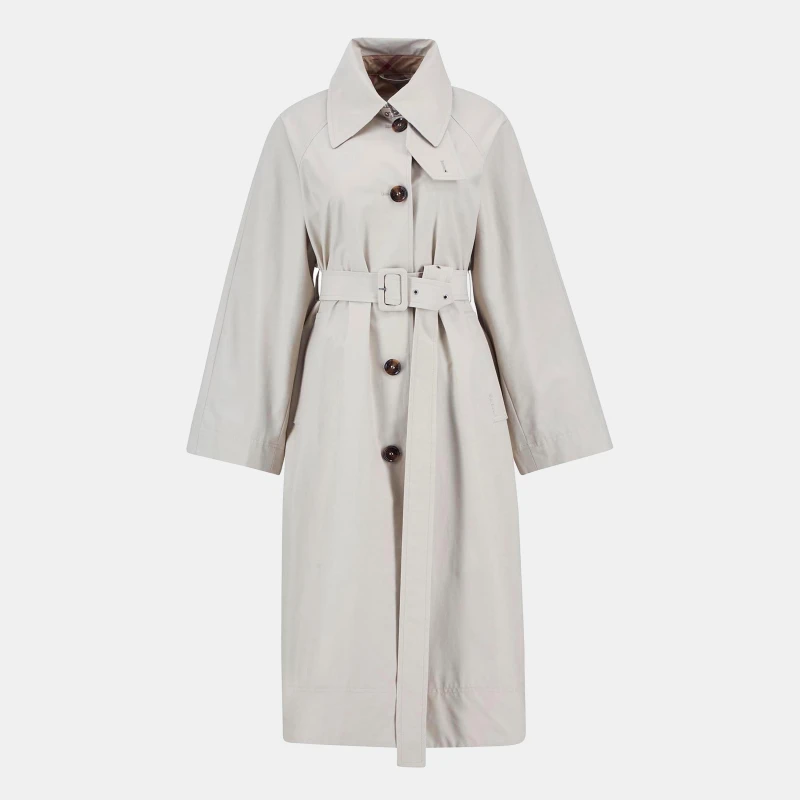 Image of Barbour Womens Robyn Showerproof Long Sleeve Calf Length Trench Coat Mist/Hessian female 10 (S)