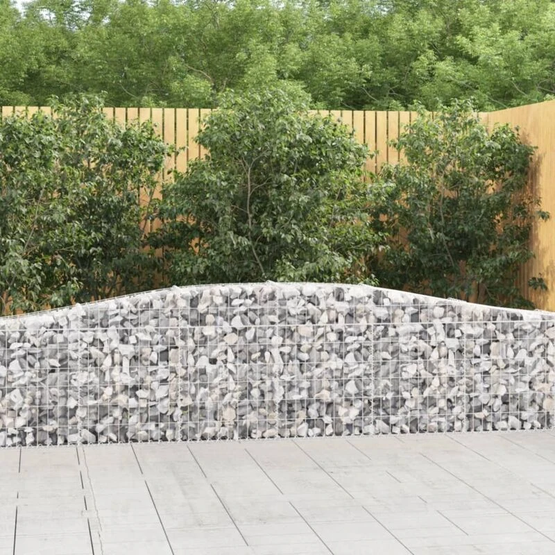 Image of vidaXL Arched Gabion Baskets 7 pcs 400x30x60/80cm Galvanised Iron, Silver 3145805