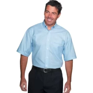 Image of Mens 18" Short Sleeve Pale Blue Oxford Shirt
