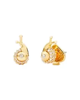 Image of kate spade new york Fruit Salad Pave Snail Stud Earrings in Gold Tone