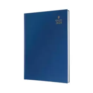 Image of Collins A5 Desk Diary Week To View Blue 2024 35-60.24