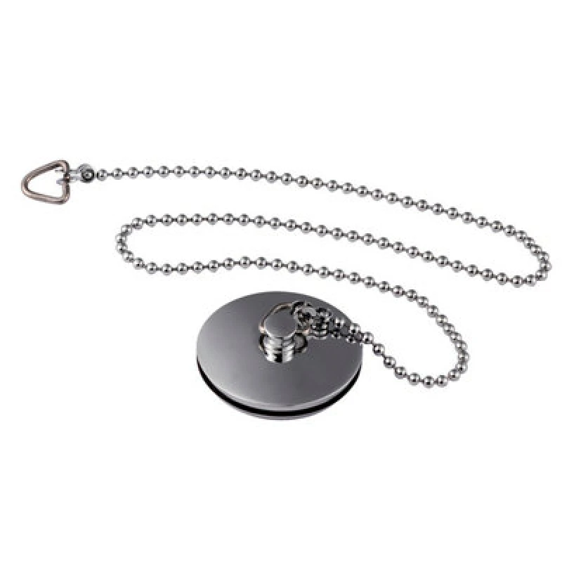 Image of Balterley Bathroom Bath Plug and Ball Chain Chrome 17mm x 42mm Silver unisex