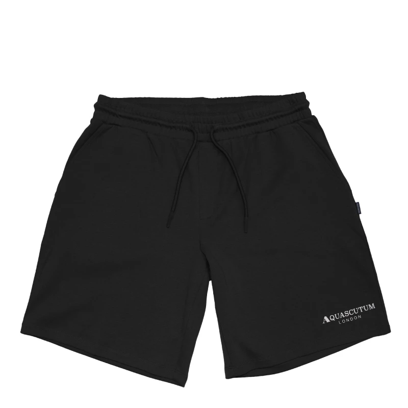 Image of Aquascutum Mens Fleece Jogger Shorts Fleece Shorts Small Black 47115403350