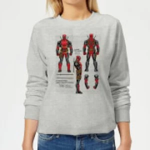 Image of Marvel Deadpool Action Figure Plans Womens Sweatshirt - Grey - M