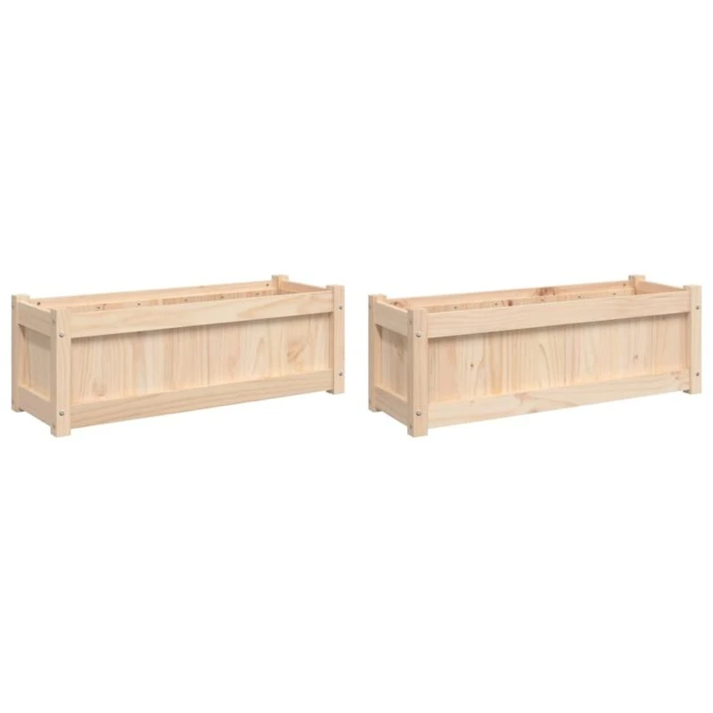 Image of vidaXL Garden Planters 2pc - Solid Wood Pine, Brown 837450