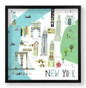 Image of Art For The Home The Big Apple 50 x 50 Card, MDF Frame