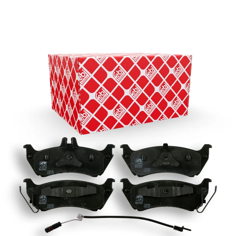 Image of FEBI BILSTEIN 16436 Brake pad set Rear Axle, incl. wear warning contact, with piston clip Brake Pad Set,disc brake (402)