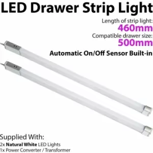 Image of 2x 500mm LED Drawer Strip Light auto on/off pir sensor Kitchen Cupboard Door
