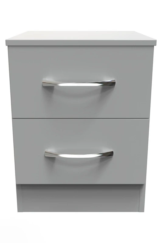 Image of Heddon 2 Drawer Bedside Cabinet In Dusk Grey (Ready Assembled)