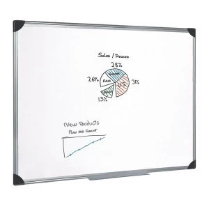Image of 5 Star Office 1800 Drywipe Magnetic Whiteboard with Pen Tray and Aluminium Trim