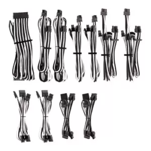 Image of Corsair Type 4 Gen 4 PSU White/Black Sleeved Cable Pro Kit