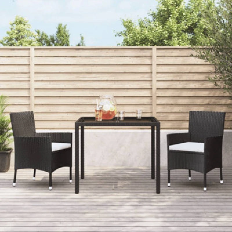 Image of VIDAXL Garden Chairs with Cushions 2 pcs Black Poly Rattan Vidaxl 8720845727253