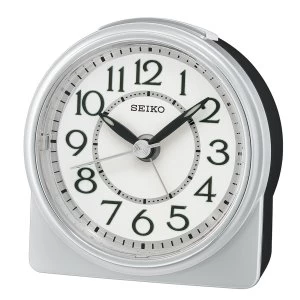 Image of Seiko Round Analogue Beep Alarm Clock - Silver
