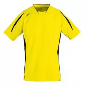 Image of SOLS Mens Maracana 2 Short Sleeve Football T-Shirt (S) (Lemon/Black)