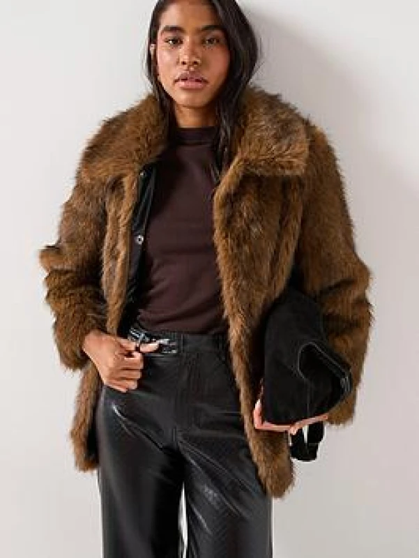 Image of Vero Moda Faux Fur Coat Brown Women S;M