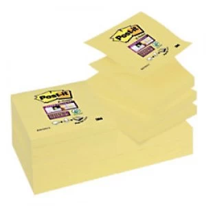 Image of Post-it Super Sticky Z-Notes 76 x 76mm Canary Yellow 12 Pads of 90 Sheets