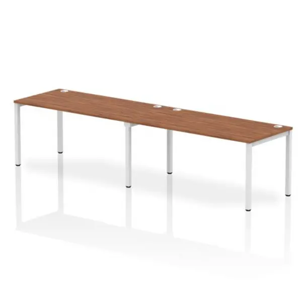 Image of Impulse Bench Single Row 2 Person 1600 White Frame Office Bench Desk Walnut