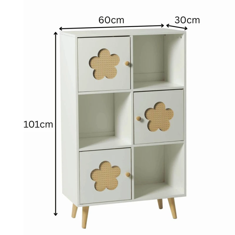 Image of Home Source Daisy Cube Storage Cabinet Home Storage 3 Doors 3 Shelves Organiser in White White Unisex