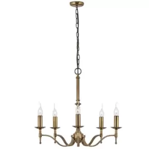Image of Avery Ceiling Pendant Chandelier Light 5 Lamp Antique Brass Curved Candelabra