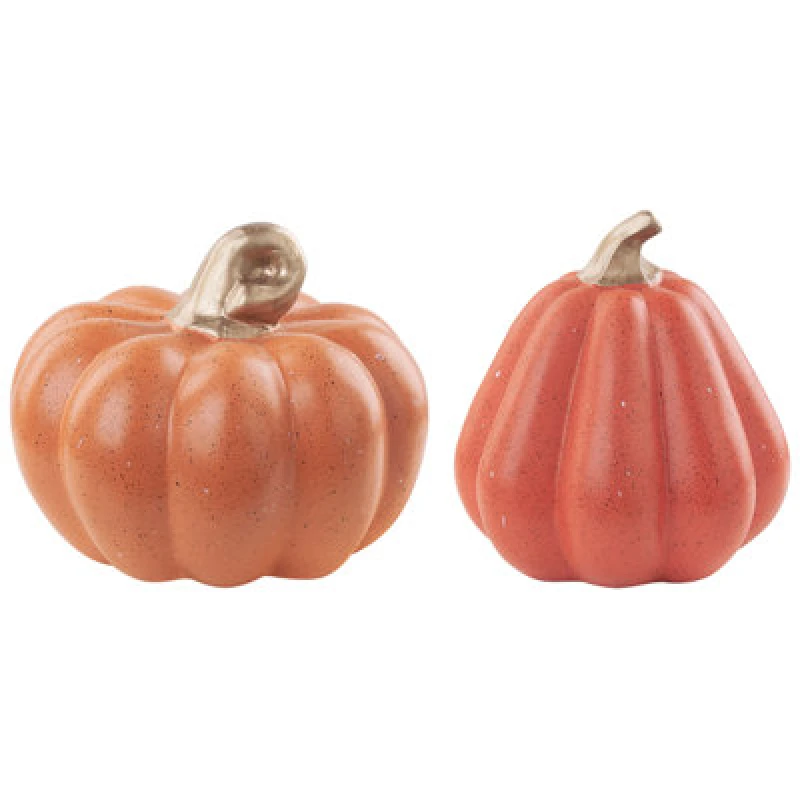 Image of Beliani Set Of 2 Figurines Pumpkin Chalkida Orange