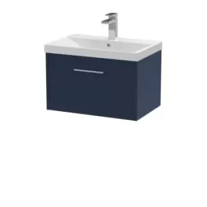 Image of Hudson Reed Juno 600mm Wall Hung Single Drawer Vanity & Thin-Edge Basin - Electric Blue