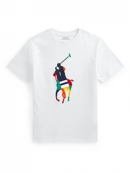 Image of Ralph Lauren Boys Rainbow Pony Print T-Shirt - White, Size 8 Years=S