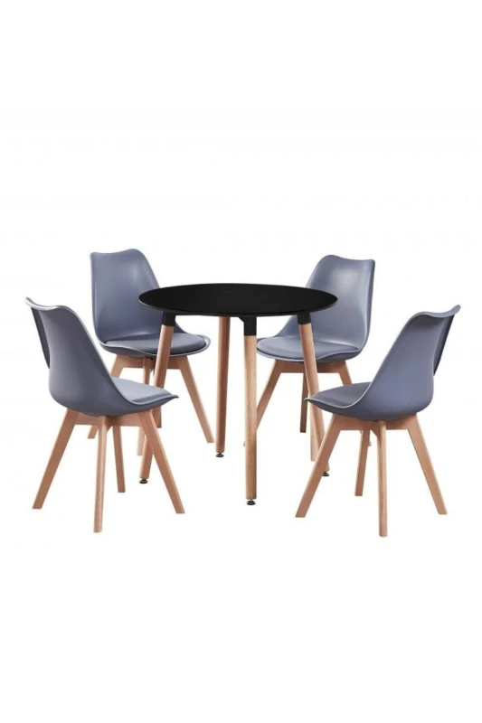 Image of Life Interiors Life Interiors 'Lorenzo' Round Dining Set with a Table and Dining Chair Set of 4 in Grey Grey One Size Unisex 5060847956088