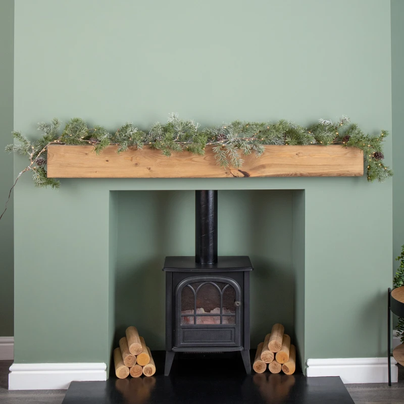 Image of 1.8m Pine Needle Christmas Garland with Pinecones and 120 Warm White LEDs