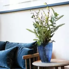 Image of Ivyline Navy Ribbed Tall Vase H24.5Cm W18Cm