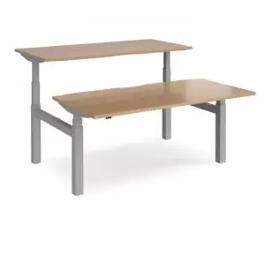Image of Elev8 Touch sit-stand back-to-back desks 1600mm x 1650mm - silver