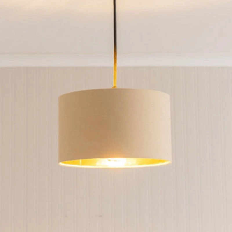 Image of ValueLights ValueLights Reni Natural with Metallic Gold Inner Pendant Ceiling Lamp Shade and LED Bulb Size: 6" Natural 6" Unisex 5059406