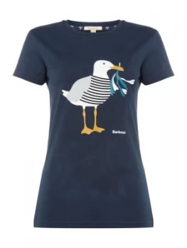 Image of Barbour Sandsend Short Sleeve Crew Neck Seagul Print Tee Blue