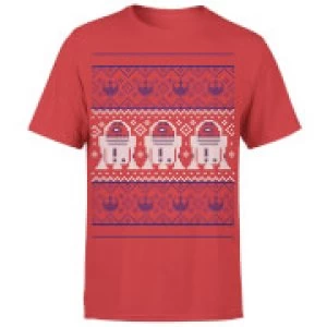 Image of Star Wars Christmas R2D2 Knit Red T-Shirt - L - Red