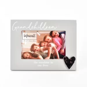 Image of Moments Wooden Photo Frame with Heart 6" x 4" -Grandchildren