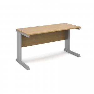 Image of Vivo Straight Desk 1400mm x 600mm - Silver Frame Oak Top