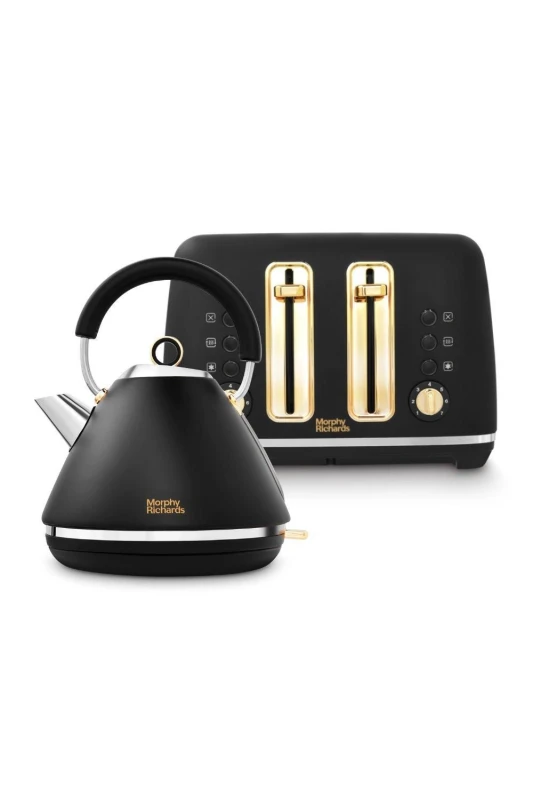 Image of Morphy Richards Accents Kettle And Toaster Set in Black One Size Unisex 5056765430298