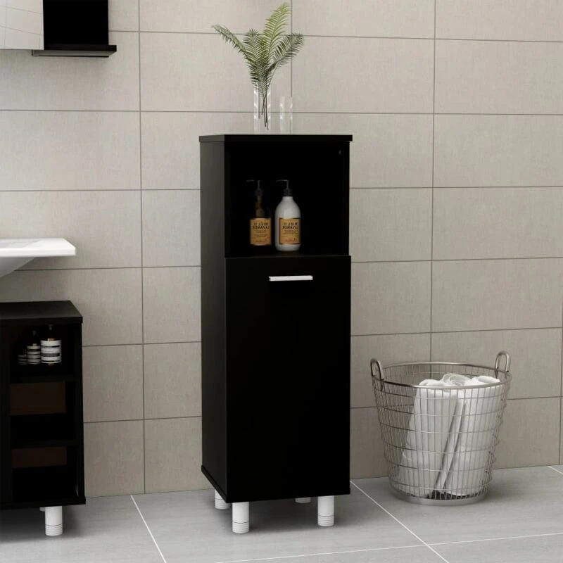 Image of VIDAXL Bathroom Cabinet Black 30x30x95cm Engineered Wood Vidaxl 8720286133613
